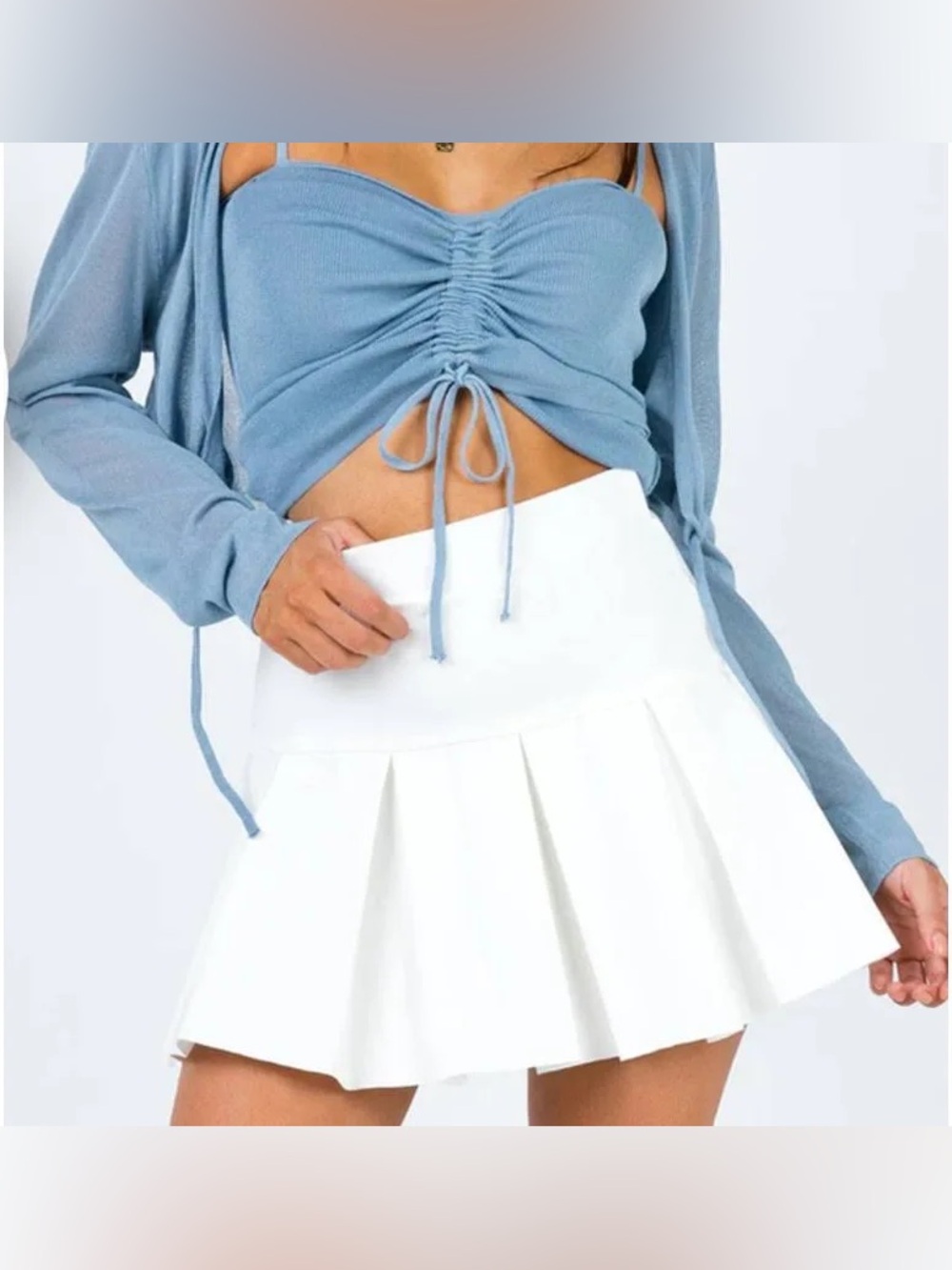 Lioness Rescue Me Pleated Mini Skirt, Thick White Pleated Min Skirt - Picture 3 of 6